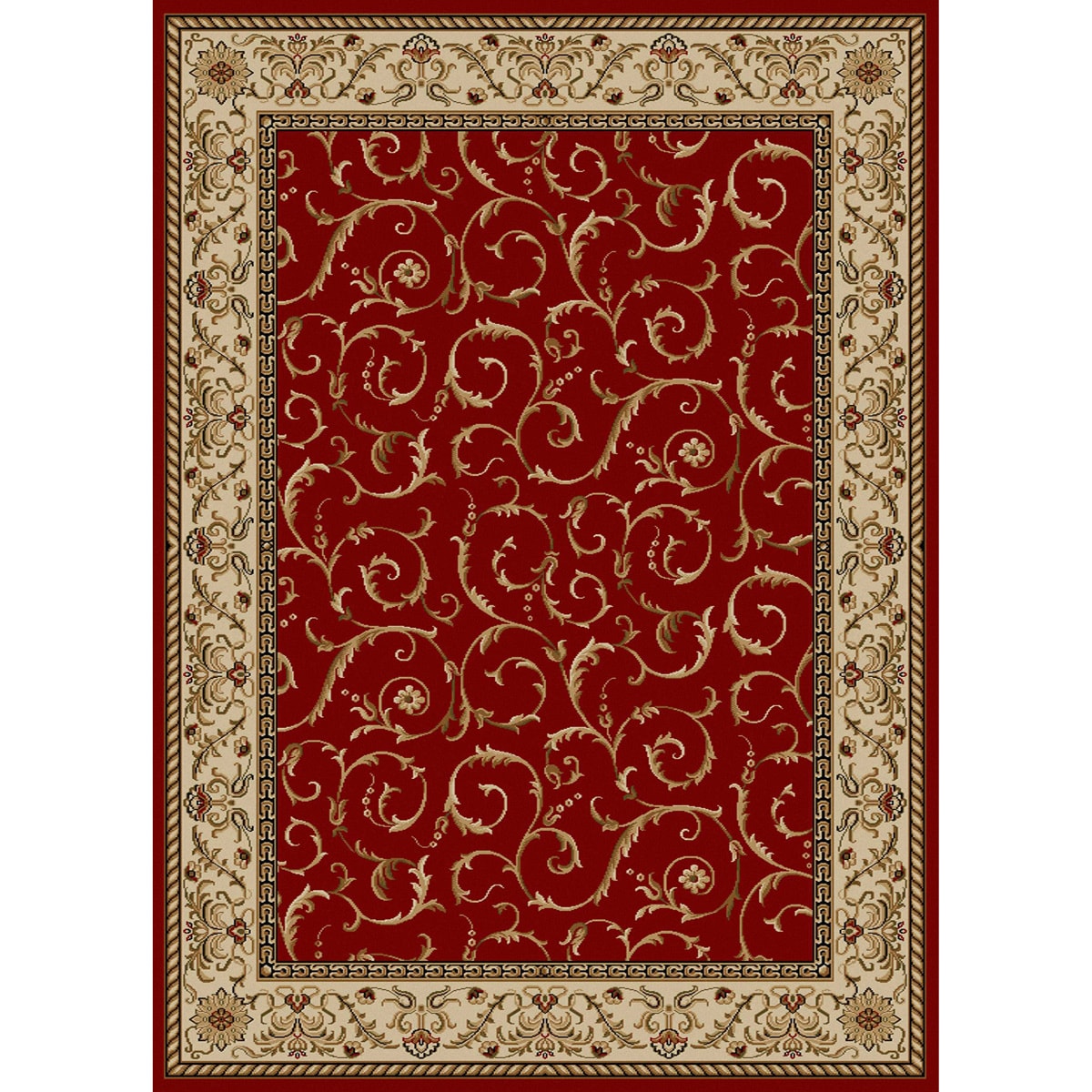 Admire Home Living Amalfi Transitional Scroll Pattern Area Rug Red 3'3
