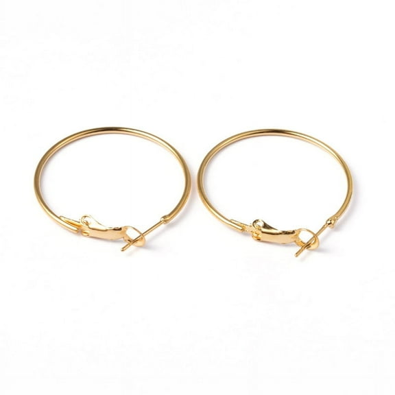 10 pc Golden Plated Brass Hoop Earrings Nickel Free 30x1.2mm