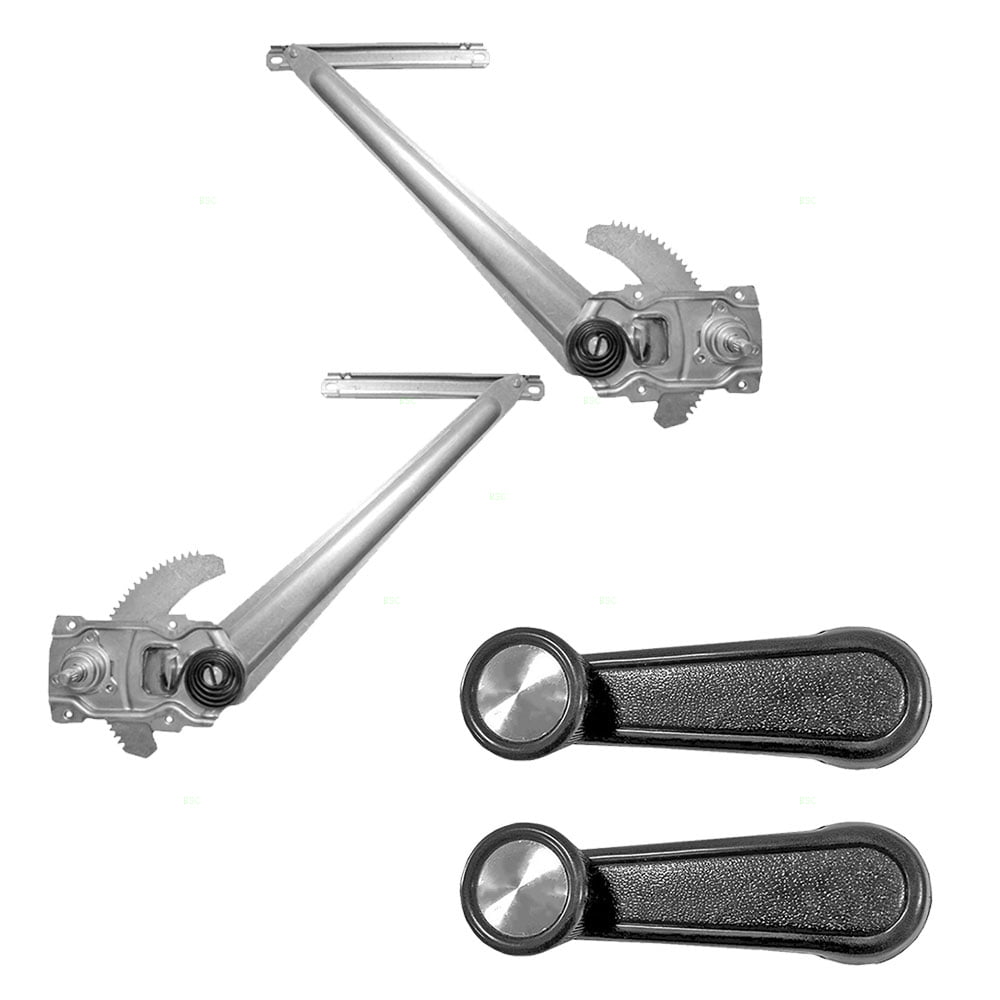 Replacement Manual Window Regulators and Black with Chrome Crank Handles Compatible with 84-89 4Runner with Vent Window 