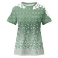 thumbnail image 5 of up to 60% off Gifts wycnly Shirts for Women Lace Patchwork Hollow out Vintage Graphics Tee Tops Summer Trendy Floral Short Sleeve Round Neck Ladies Blouses Green s, 5 of 5