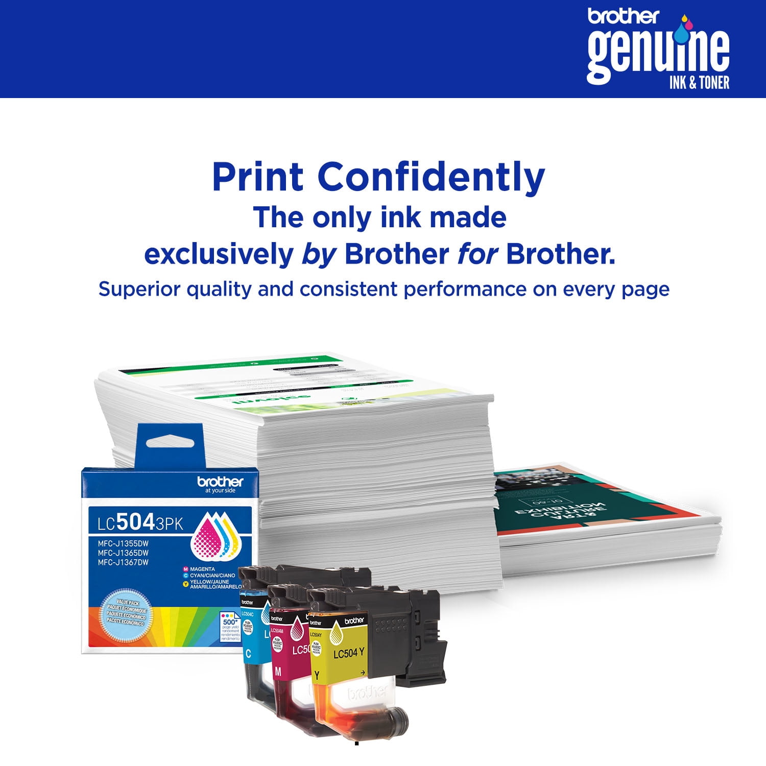 Brother Genuine LC504XLBK High Yield Black Ink Cartridge, Compatible with Brother MFC-J1365DW