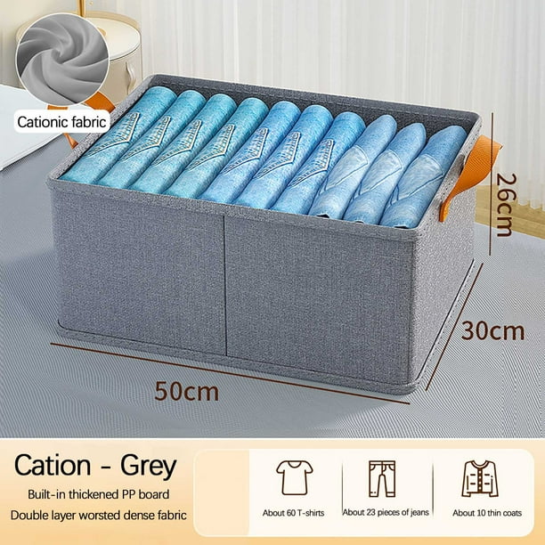 Caja de almacenamiento plegable para armario con asas - Organizador de tela transpirable y no tejida para ropa, mantas y almohadas, gran capacidad bajo el cubo de cama (50x44x32cm XXL)