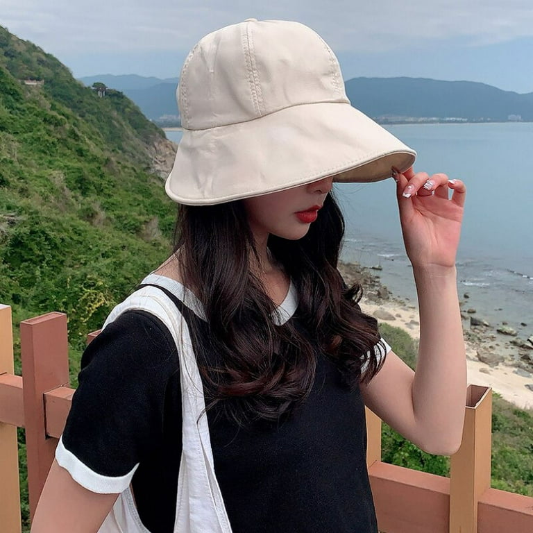 CoCopeaunts Summer Bucket Hats for Women Adjustable Beach Sunscreen Straw  Hats Drooping Caps Ladies Outdoor Sun Protection Cap 