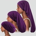thumbnail image 2 of Gorros de dormir con forro de satén para trenzas, morados, rastas, cabello rizado natural, ajustables, 2 of 4