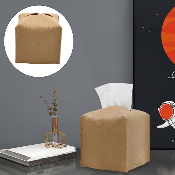 Portada de la caja de pañuelos con un contenedor simple de cuero Portátil portátil portátil Topinador de almacenamiento Caja de servilleta para baño Baoblaze Caja de tejido