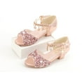 thumbnail image 3 of Sonducket Zapatos con purpurina para niñas, cuñas de Ballet, fiesta de boda, cristal, punta abierta, carnaval, Navidad, sandalias, disfraz de Type2 NO2, 3 of 6