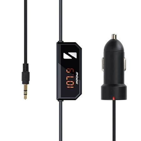 Mpow Streambot Oval FM Transmitter Wireless Radio Car kit with 3.5mm Audio Plug, Car Charger Adapter for iPhone 6 and more iOS / Android Smartphones