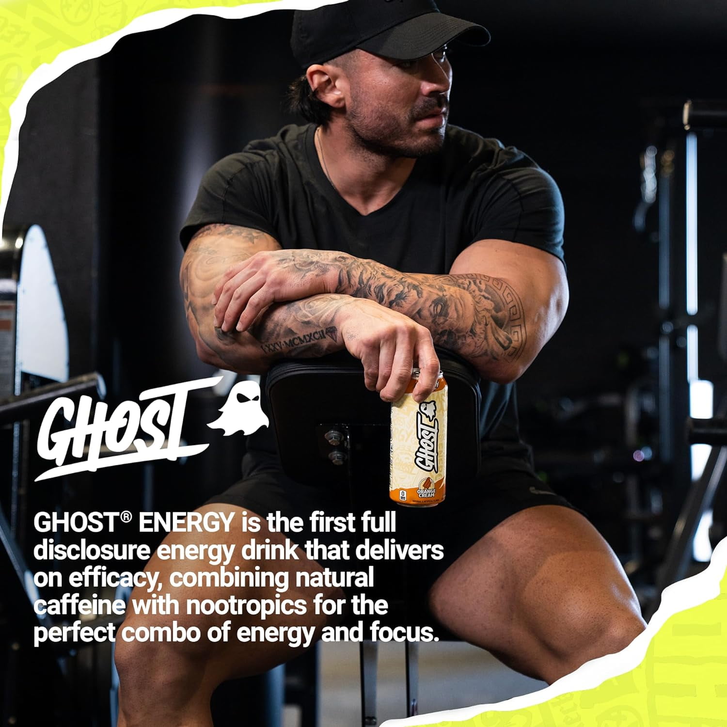GHOST Zero Sugar Energy Drink, Orange Cream, 16 oz Can, 12 Pk