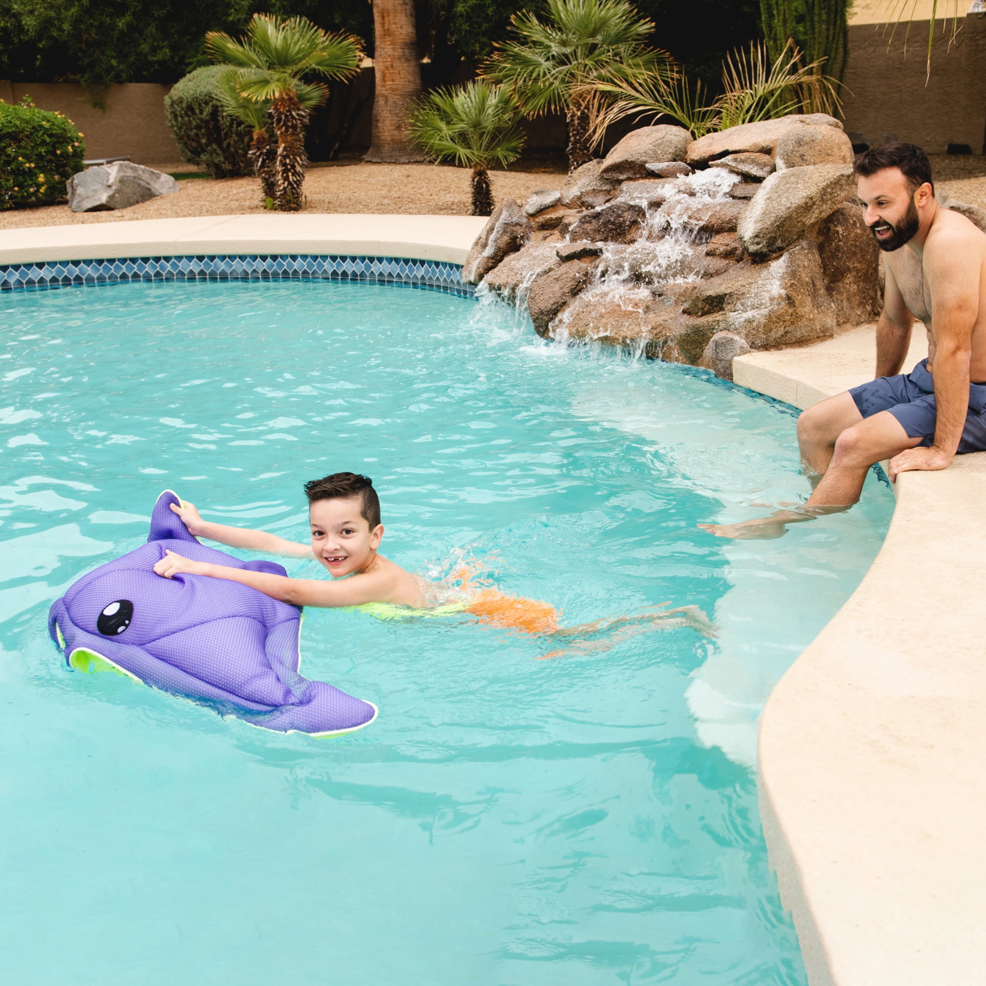 Big Joe Pool Petz Large Manta Ray Animal Pool Toy Float, Manta Ray Shape Mesh, Quick Draining Fabric, 3.5 feet