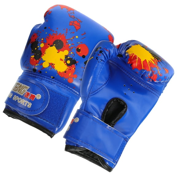 FELTECHELECTR Mesh Palm Boxing Gloves Blue Pu Sponge 1 Pair Training For Kickboxing