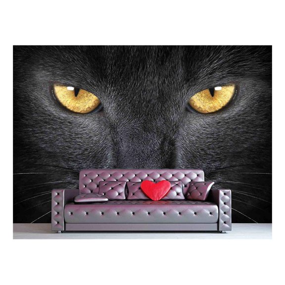 wall26 - Grey Cat - Removable Wall Mural | Self-Adhesive Large Wallpaper - 100x144 inches