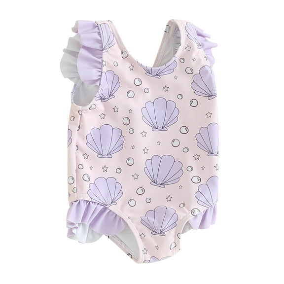 Bagilaanoe Toddler Baby Girl One-Piece Swimsuit Print Sleeveless Swimwear 3M 6M 12M 2T 3T Kids Ruffle Bathing Suit