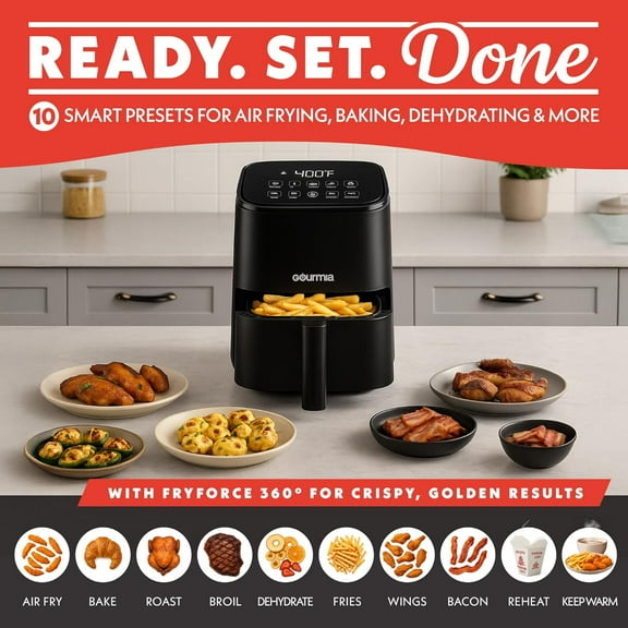Compact 2-Qt Digital Air Fryer - Black