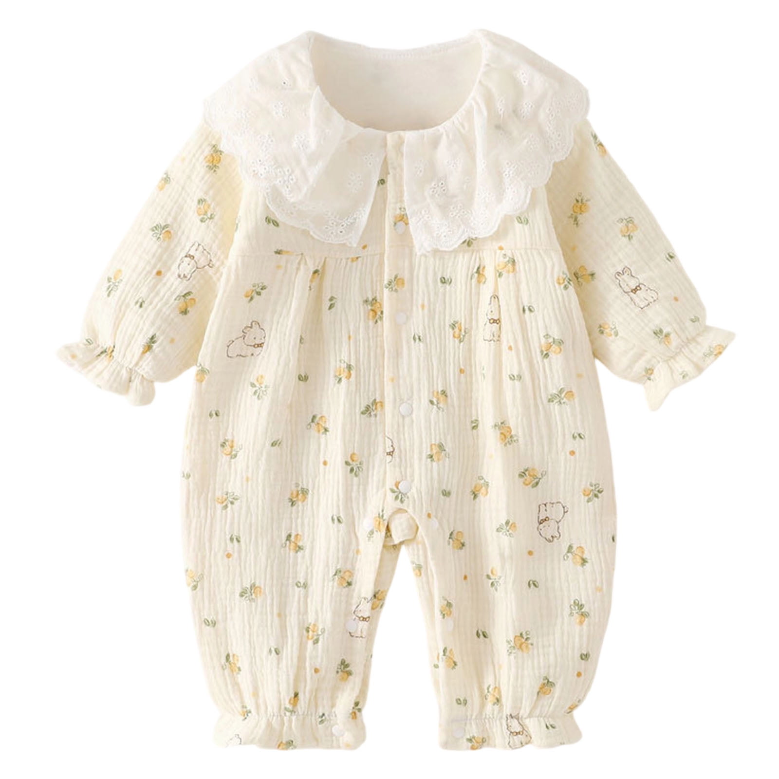 KPOPLK Baby Footless Pajama Infant Girl Cotton Clothes Sleeper Pjs Fall Sleep N Play Bodysuit One Piece Sleepwear Size 4-8 Months,Yellow