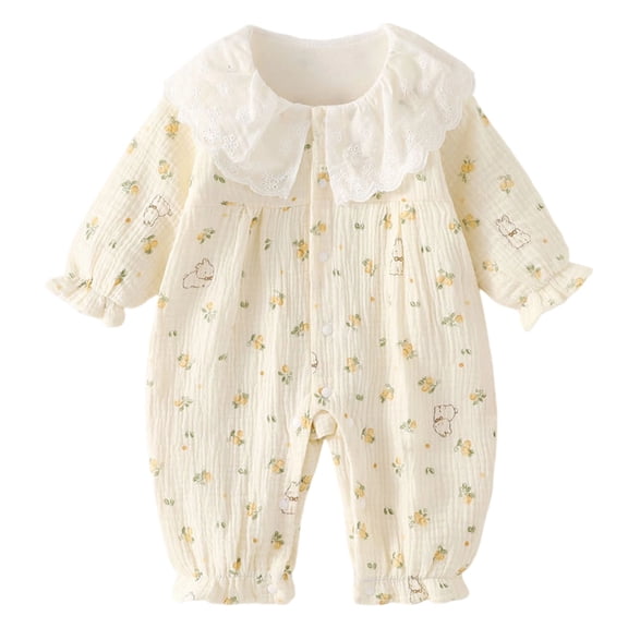 KPOPLK Baby Footless Pajama Infant Girl Cotton Clothes Sleeper Pjs Fall Sleep N Play Bodysuit One Piece Sleepwear Size 4-8 Months,Yellow