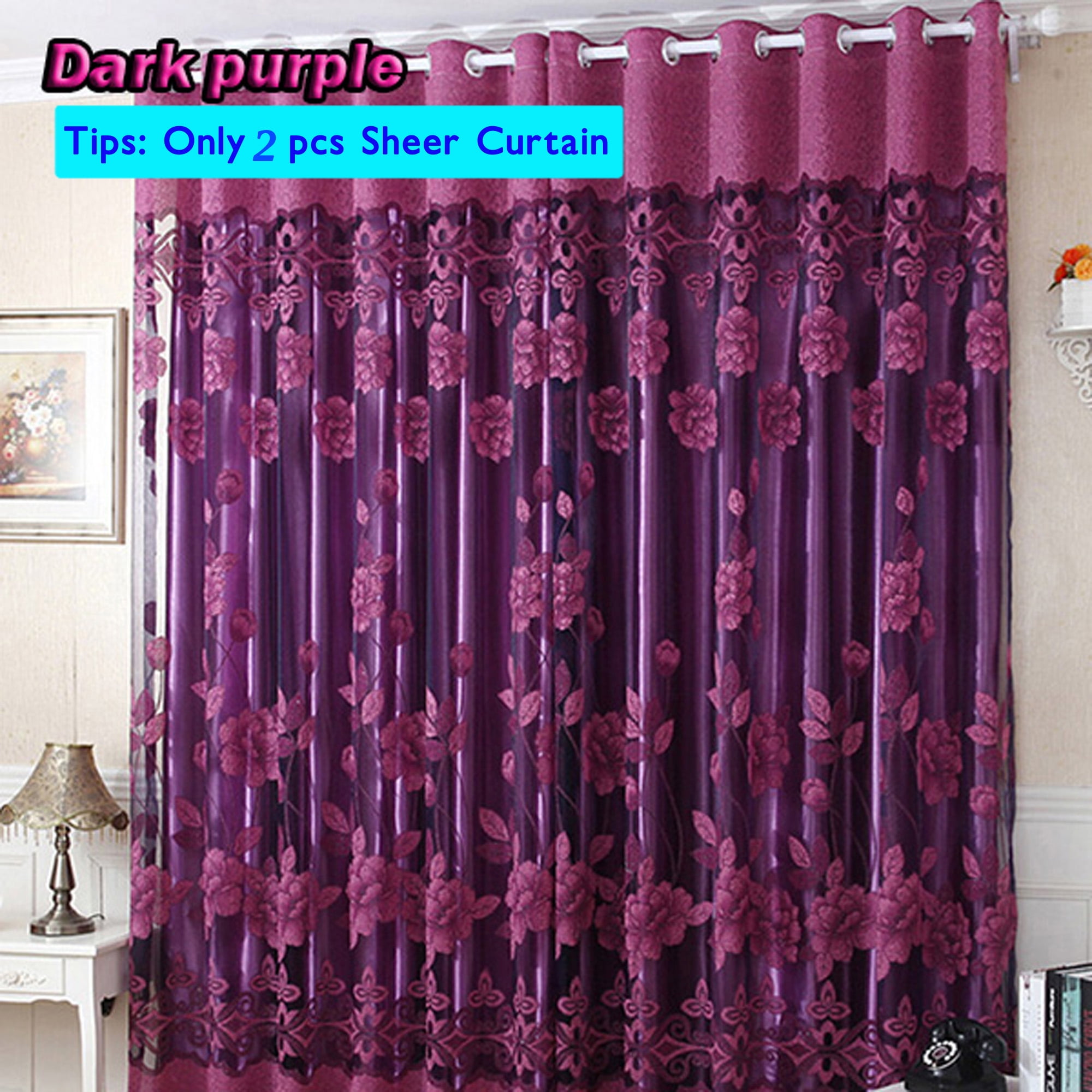 Floral Window Curtain Living Room Decoration Door Wall Drape Home Valances Voile