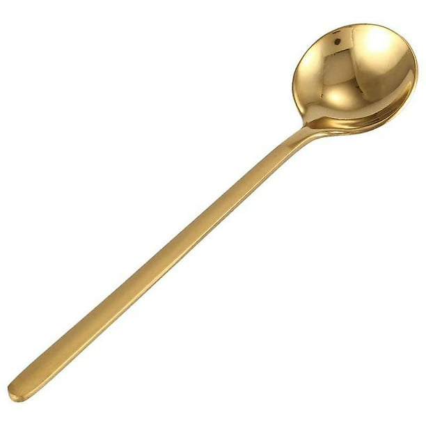 Cuchara de café redonda de acero inoxidable, mini cucharadita, azúcar, postre, cuchara, helado, sopa, cuchara, cocina, ac