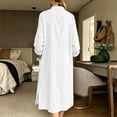 thumbnail image 6 of UKHCCC Plus Size Women's Linen Cotton Loose Fit V-Neck Midi Dress with Pockets Casual Summer Flowy A-Line Silhouette Solid Button Detail S-3XL, 6 of 9
