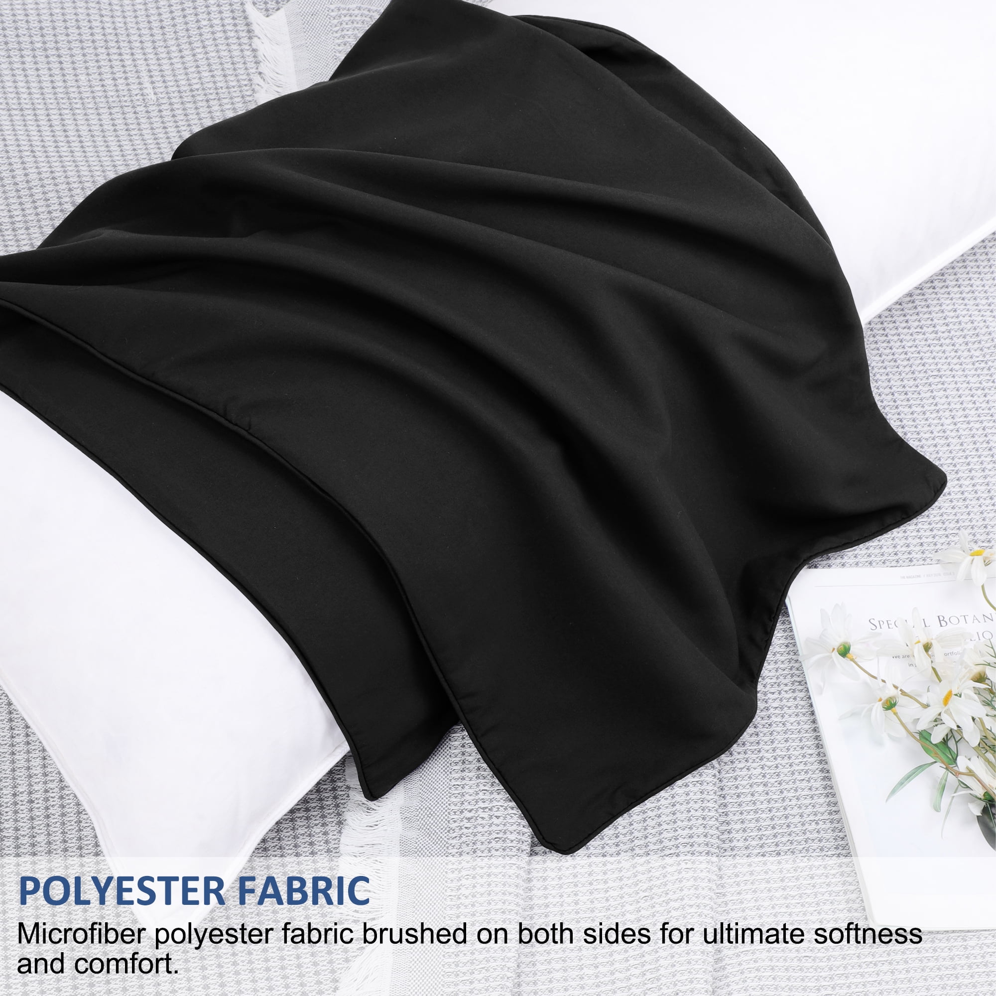 Unique Bargains Brushed Zipper Closure Body Microfiber Pillowcases Black 20"x54"