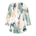 thumbnail image 5 of Fiudx Camisas para Mujer Blusas de Túnica Básica con Cuello En V y Costuras de Encaje Estampadas con Manga 3/4 para Mujer, 5 of 5