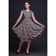 thumbnail image 3 of Bimba Gray Leaves & Ranunculus Floral Women Printed Knee Length Sleeveless Shift Summer Dress-Large, 3 of 6