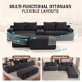thumbnail image 3 of Muumblus 140" Oversized Modular Sectional Sofa with Storage Console & 2 Ottomans, U-Shaped Boneless Cloud Couch for Living Room, Gray Corduroy, 3 of 5