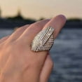 thumbnail image 2 of Womens Titanium Steel Ring with Rhinestones Natural Coin Design Full Diamond Clay Ring Electroplated Gold Jewelry Gift for Her Festival Jewelry, 2 of 7
