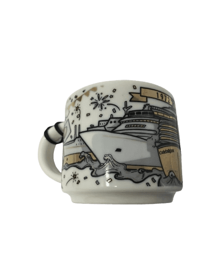 Starbucks Vessels Series 2oz Espresso Demitasse Mini Carnival Cruise Line 50th Anniversary Ceramic Mug