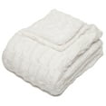 thumbnail image 5 of Chanasya Fuzzy Faux Fur Elegant Rectangular Embossed Throw Blanket - Plush Sherpa Microfiber Ivory Blanket for Bed Couch (60x70 Inches) White, 5 of 5