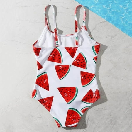 

Cathalem Swim Wear Girl Small Floral Print Girls Swimsuit Crisscross Watermelon Printing Cute Summer Girls Cow Print Shorts Swimwear White 13-14 Years