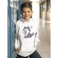 thumbnail image 2 of Cute Husky Cartoon Dog Hoodie Juniors -Image by Shutterstock,  Large, 2 of 4