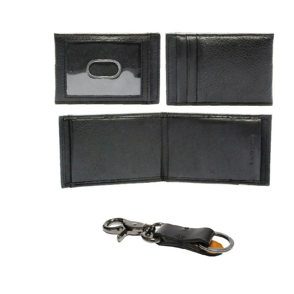 GEORGE - George Front Pocket Leather Black Wallet with Money Clip and ...