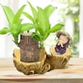 thumbnail image 4 of HengDidi Wood Tray & Resin Planter - Tabletop Home Decor for Indoor Plants, Decorative Plant Pot Stand with Natural Wood Base And Minimalist Design, 4 of 9