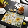 thumbnail image 3 of Sunflower Bee Placemats Set of 4, Vintage Summer Botanical Farmhouse Placemats for Dining Table, Place Mats for Kitchen Tabletop, Waterproof Wipeable Dining Table Mats Set, 3 of 9