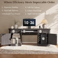 thumbnail image 3 of 59" Classic Executive Desk with Storage,  Executive Desk with Charging Station, Keyboard Tray, 3 Drawers & 2 Cabinet Storage & 2 Pedestals, Easy Assembly, Black, 3 of 9