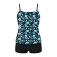 thumbnail image 6 of AHTJRT Hawaiian Swimsuits for Women High Waist Tankini Sets with Spaghetti Straps Tank Tops and Beach Shorts Swimwear Multicolor#10 S, 6 of 7