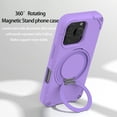 thumbnail image 2 of for iPhone 16 Pro EVA Case with Aluminum Alloy Magnetic Invisible Ring Stand [Compatible with MagSafe] [Military Drop Protection] Shockproof Anti-Slip Scratch Resistant Cover, Purple, 2 of 9