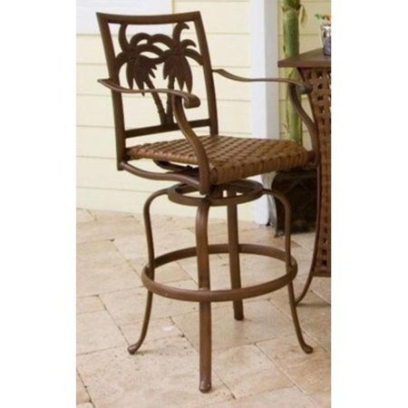 Coco Palms - Hospitality Rattan Coco Palm 30 in. Patio Swivel Barstool - Dark Bronze