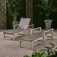thumbnail image 2 of Savannah Outdoor Acacia Wood and Wicker Chaise Lounges, Set of 2, Light Gray and Mixed Black, 2 of 5