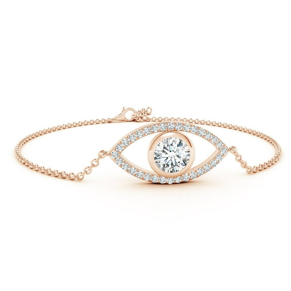 ANGARA Lab Grown Diamond Evil Eye Bracelet for Women in 14K Rose Gold (Size-7.4mm| Color-F-G| Clarity-VS) | April Birthstone, Anniversary, Jewelry Gift for Women | Lab-Grown Diamond Bracelet