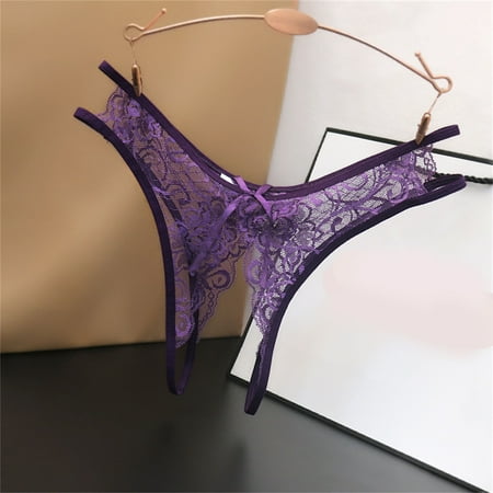 Thong for Women Lace Underwear Sexy Lace Thong Panties with Bowknot  Open Crotch Lingerie Underwear for Special Occasions  Red  One Size Fits Most
