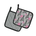 thumbnail image 2 of Caroline's Treasures Watercolor Pink Flowers Eiffel Tower Pair of Pot Holders, 2 of 3