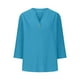 thumbnail image 4 of Top informal de mujer con cuello en V, mangas con puntas y botones, poliéster y spandex, corte holgado y cómodo, tallas S-XXL, 4 of 5