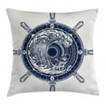 thumbnail image 1 of Adventure Throw Pillow Cushion Cover, Sea Compass and Storm Tattoo Design in Celtic Style Tsunami Waves and Wheel, Decorative Square Accent Pillow Case, 20 X 20 Inches, Dark Blue White, by Ambesonne, 1 of 2