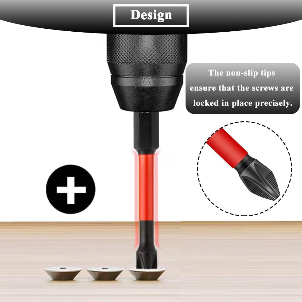 MKEUDQ-10PCS 2 Inch Magnetic Phillips Screwdriver Bit Set 1/4 Inch Hex Shank Impact Driver Bit Ph2 Anti Slip Screwdriver Bit TS2 Steel