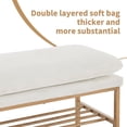 thumbnail image 6 of End of Bed Bench with Shelf Linen Upholstered Storage Shoe Bench Modern Bedroom Bench with Metal Legs for Living Room Entryway Dining Room Beige, 6 of 7