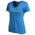 thumbnail image 2 of Women's Powder Blue Los Angeles Chargers Multi Color Vintage Logo V-Neck T-Shirt, 2 of 3