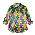 thumbnail image 5 of Carnival Shirt for Women 2026 Masquerade Costume Purple Gold Green Striped Print Long Sleeve Stylish Blouse, 5 of 7