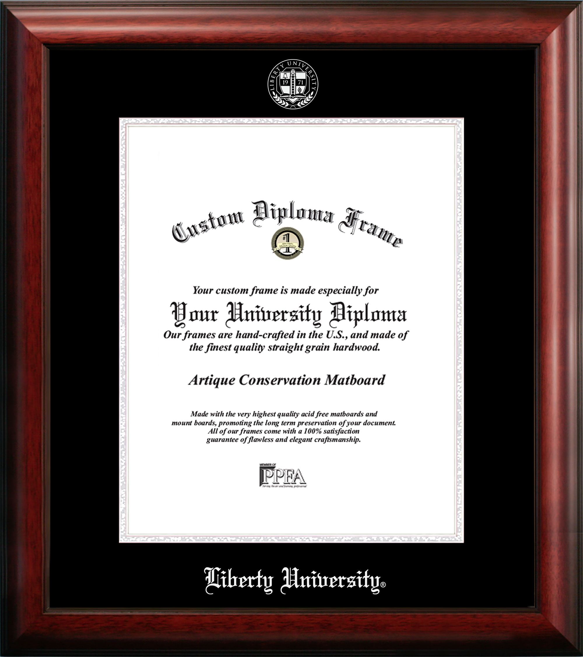 Liberty University 14w x 17h Silver Embossed Diploma Frame