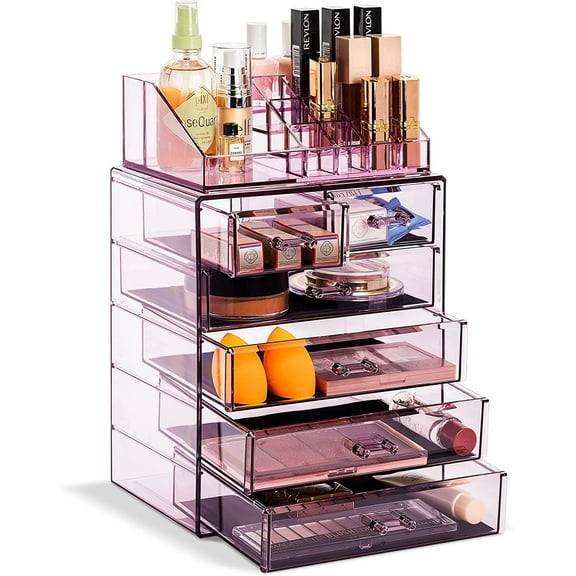 Sorbus, Acrylic Makeup Organizer, 4 Large Drawers, 2 Small Drawers, Purple